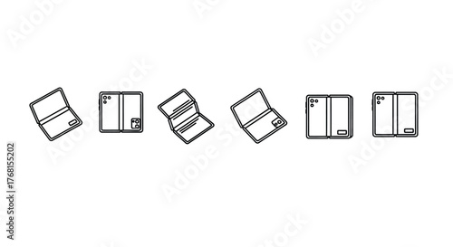 Set of hand drawn passport icons in different angles for travel and global documentation vector