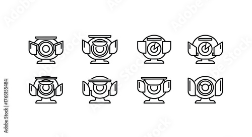 Collection of simple outline trophy icons showing different styles for awards and victories vector