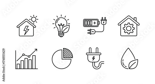 Doodle icons set for renewable energy and sustainability concepts hand drawn style vector