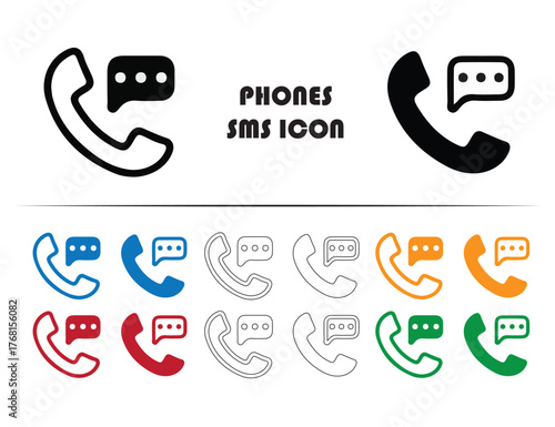 Telephone Handset Call and Message Icon Set