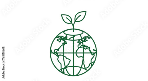 Globe with plant concept of environmental protection, ecology, renewable energy, and sustainable development