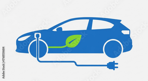 Electric car charging with leaf symbol concept for ecofriendly transportation and sustainable energy solutions for future