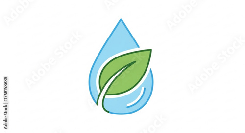 Water drop with leaf concept for nature, purity, and ecofriendly solutions for water conservation and environmental sustainability