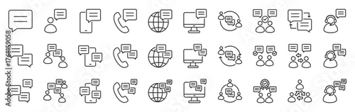 communication icon pack outline style vector collection for network technology and internet
