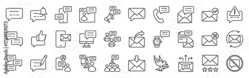 message icon pack outline style vector collection for corversation and discussion