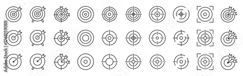 target icon pack outline style vector collection for business goal and objective