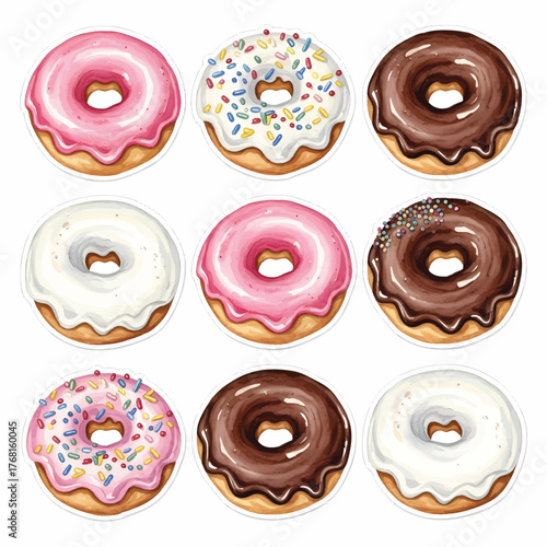 Assorted donuts with colorful toppings