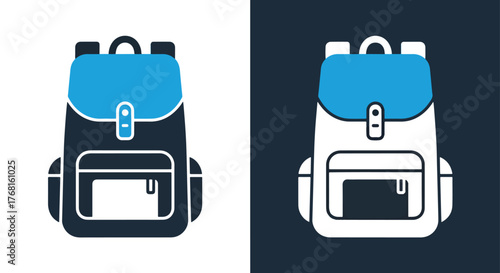 Modern blue and white backpack icon for web and mobile apps - Vector icon symbol for website - Icon vector - Blue icon