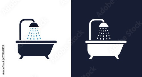 Modern bathtub shower icon set for web design and apps - Vector icon symbol for website - Icon vector - Blue icon