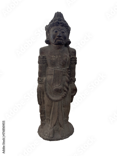 Fototapeta Ancient Javanese standing stone statue (Hindu-Buddhist), possibly an ascetic figure (Rishi/Pertapa)