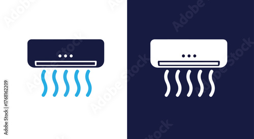Air conditioner icon symbol for cooling and home climate control - Vector icon symbol for website - Icon vector - Blue icon