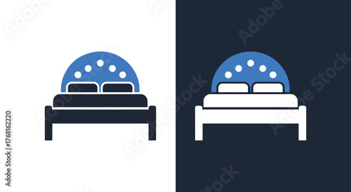Comfortable bed icon symbol for websites and apps - Vector icon symbol for website - Icon vector - Blue icon