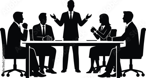 Business meeting silhouette vector illustration for presentation use