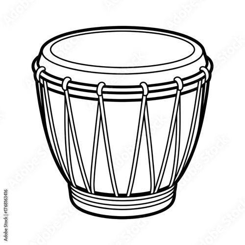 Traditional Drum Coloring Page Outline for Kids and Music Lovers