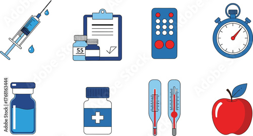 Medical equipment vector illustration healthcare and wellness concept