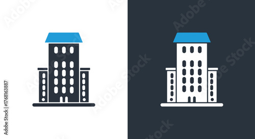 Modern office building icon symbol for website and business applications - Vector icon symbol for website - Icon vector - Blue icon
