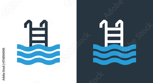 Swimming pool ladder icon water recreation aquatic activity symbol - Vector icon symbol for website - Icon vector - Blue icon