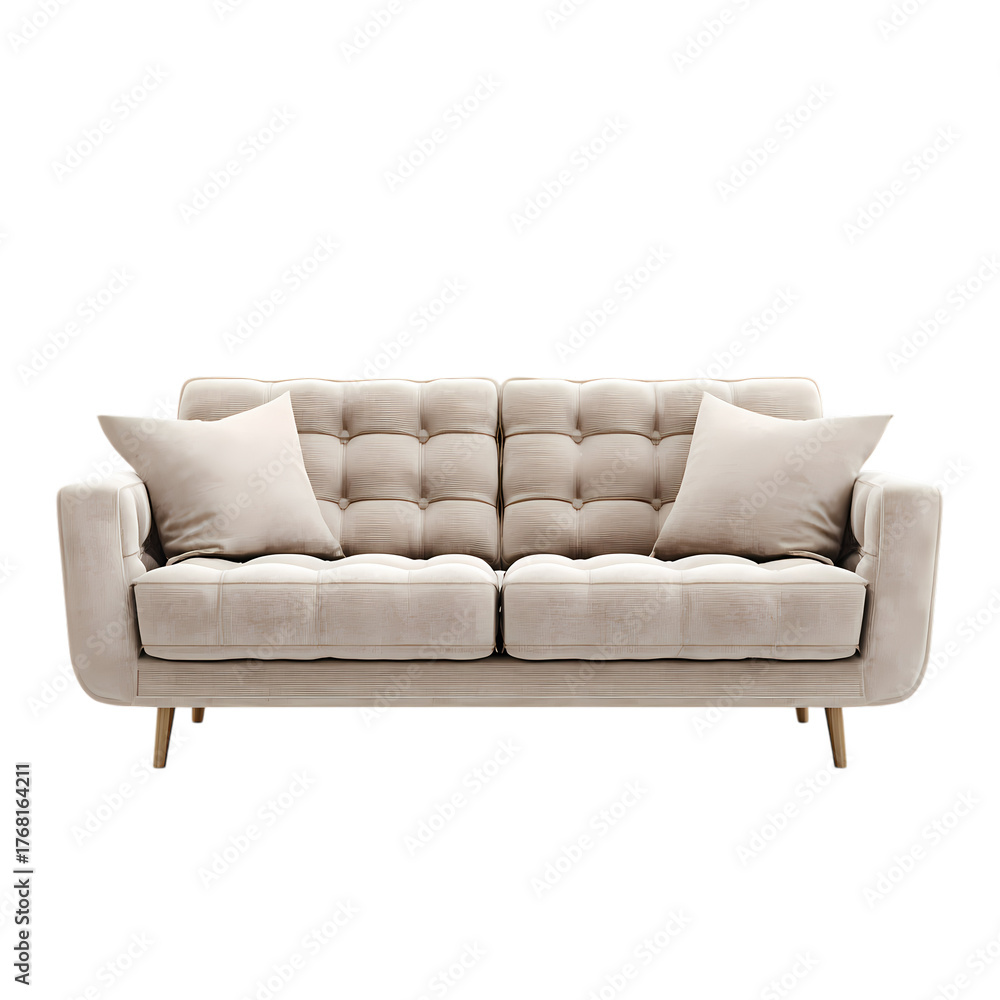Fototapeta premium Beige Sofa isolated on transparent background