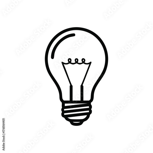 Bright incandescent light bulb with a classic screw base symbolizing innovation and ideas in a minimalistic style