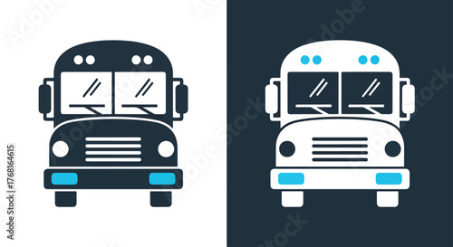 School bus icons two styles modern transportation graphic - Vector icon symbol for website - Icon vector - Blue icon