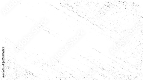 White background with scattered dark speckles and diagonal streaks abstract black