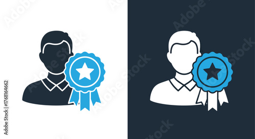 User achievement award badge icon symbol for websites and apps - Vector icon symbol for website - Icon vector - Blue icon