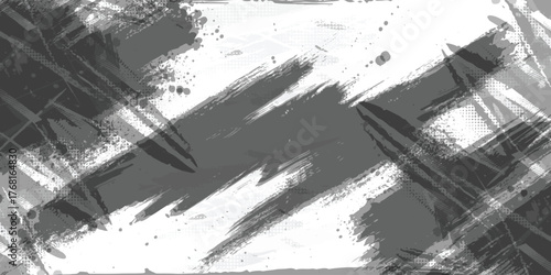 Abstract textured monochrome dynamic strokes brushwork visual art texture isolated on white background