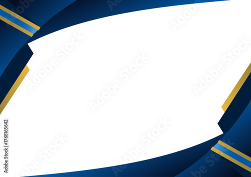 elegant frame border banner blue navy and golden certificate islamic design