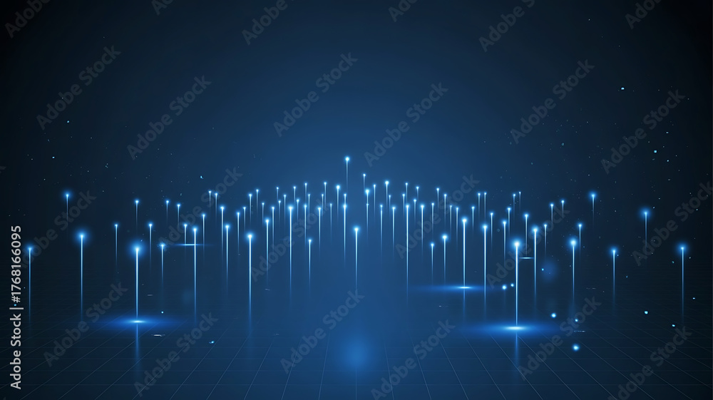 Fototapeta premium Blue Light Abstract Technology Background with Glowing Lines and Dots Digital Communication Network Concept