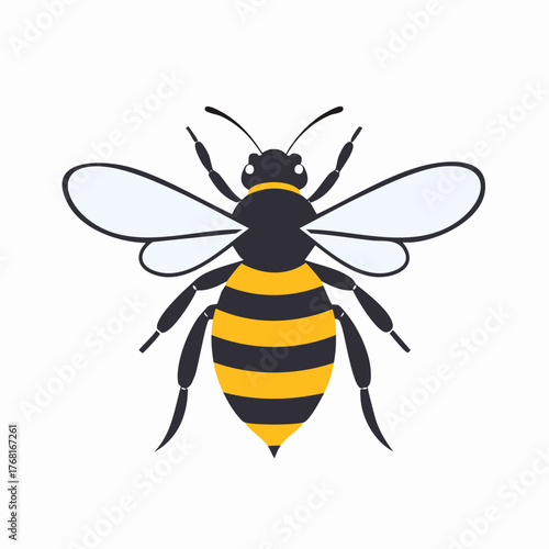 Detailed illustration of a bee with wings extended, ready to fly.