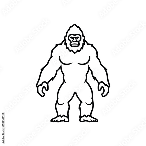 A powerful and intimidating creature resembling a giant ape with muscular build and fierce expression standing upright