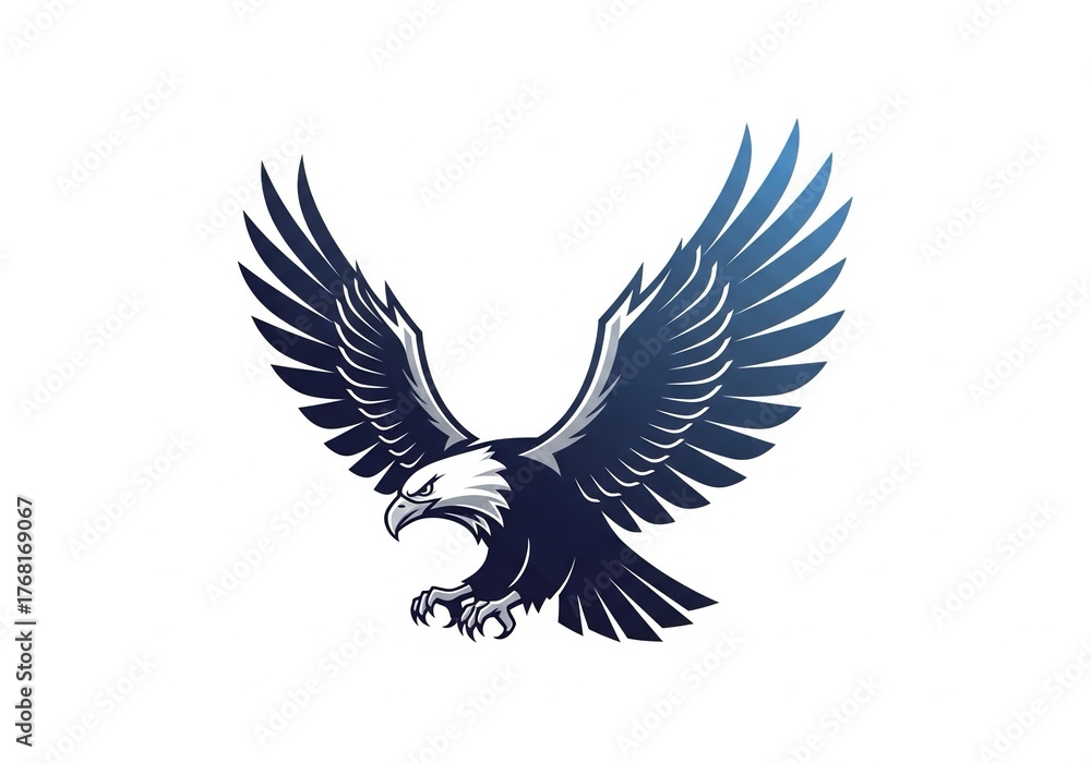 Fototapeta premium Powerful eagle in dynamic flight with wings spread wide, symbolizing freedom, strength, and ambition for bold branding and impactful designs.