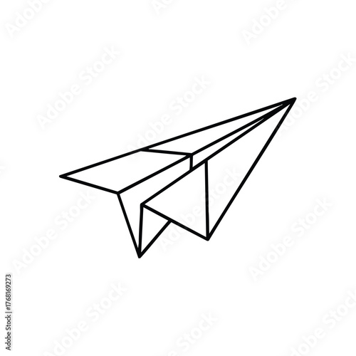 Minimalist Line Art of a Paper Airplane with Geometric Design on