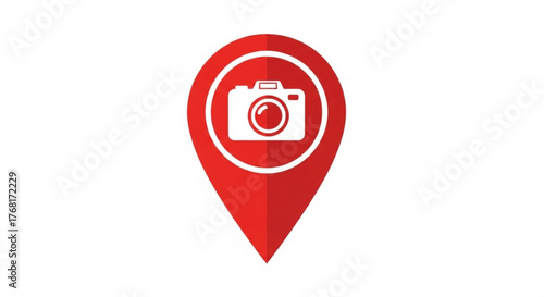 Camera location pin a red pin with a camera icon, symbolizing photography, travel, and locationbased services for photographers