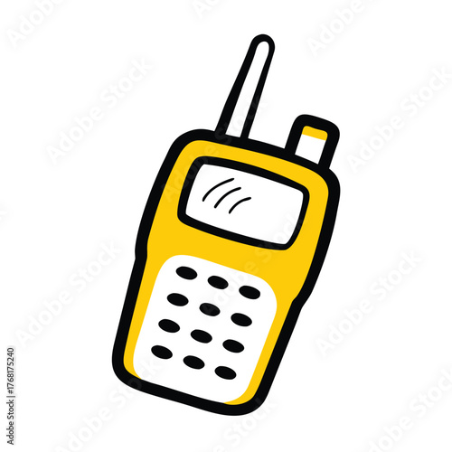 Yellow Walkie Talkie Icon with Buttons on White Background radio communication