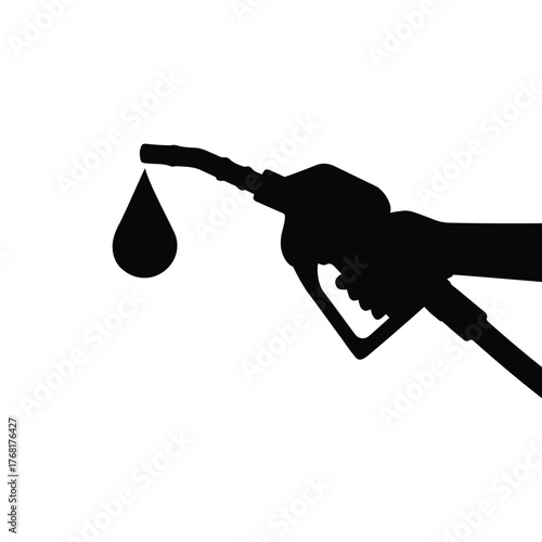 Fuel nozzle silhouette for gas station, petrol, and energy refill concept.