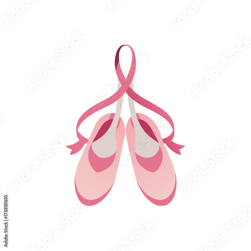 Pink ballet shoes on transparent background