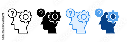 Cognitive Support Icon Set Multiple Style Collection