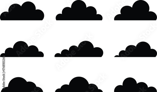 Cloud shapes collection vector set isolated on white background illustration