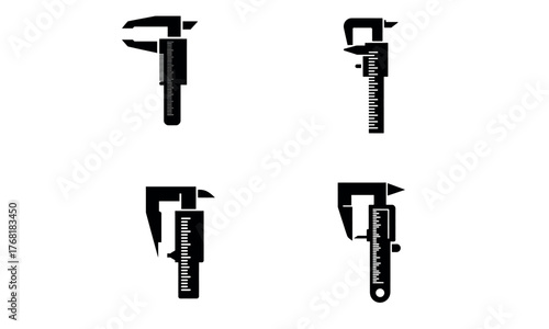 Vernier caliper icon illustration showing precision measurement and engineering tool design
