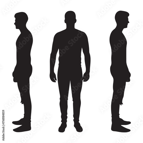Black vector silhouettes of people walking, standing, and in a business group as a stylish illustration
