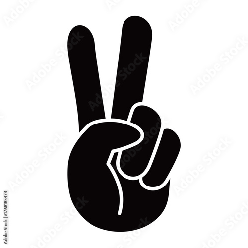 Vサイン（ピースサイン）のシンプルなイラスト