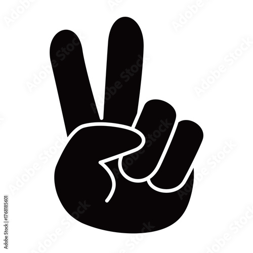 Vサイン（ピースサイン）のシンプルなイラスト