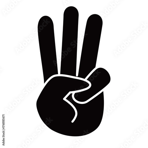 指3本（数字の3）を示す手のシンプルなイラスト