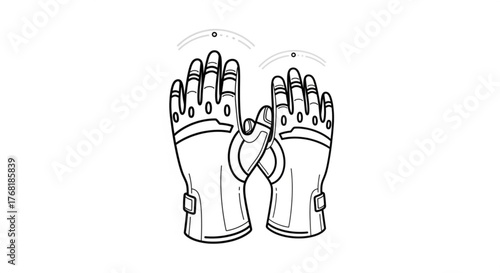 Illustration of a pair of gloves, showcasing protective gear and hand safety in a simple and clean design