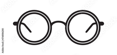 Black Round Glasses Optical Frames Icon on White Background
