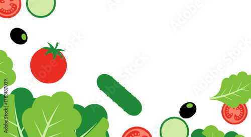 Fresh vegetable medley creates a delightful salad background, promising healthy recipes and tasty meals for a balanced diet and vibrant lifestyle