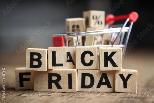 Black friday shopping event blocks with mini cart