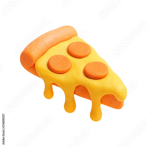 Stylized 3d slice of pepperoni pizza with dripping cheese