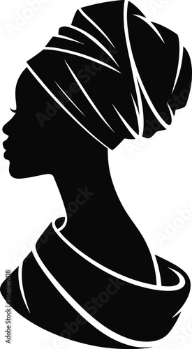 African woman silhouette headwrap turban